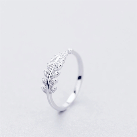 925 Sterling Silver Fresh Sweet Branch Leaf Temperament Personality Fashion Female Trendy Resizable Opening Rings SRI025 ► Photo 1/6