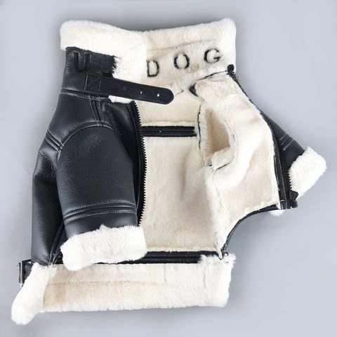 Cool Leather Dog Jacket Coat Warm Winter Dog Clothes French Bulldog Waterproof Pet Clothing Outfit for Small Medium Dogs Black ► Photo 1/5