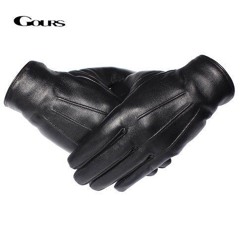GOURS Winter Gloves Men Genuine Leather Gloves Touch Screen Black Real Sheepskin Wool Lining Warm Driving Gloves New GSM050 ► Photo 1/6