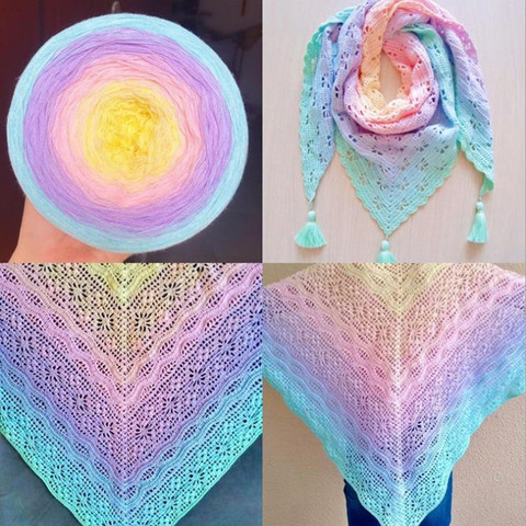 300g 100% Organic Cotton Blend Yarn spring/summer Cake yarn Gradient Color Crochet shawl blanket DIY Hand-woven Yarn XJ07 ► Photo 1/6