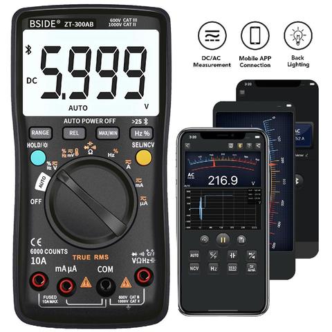 BSIDE ZT-300AB Wireless Digital Multimeter True RMS Auto Ranging 6000 Counts DMM Voltage Capacitance Temp Amp Ohm Diode Tester ► Photo 1/6