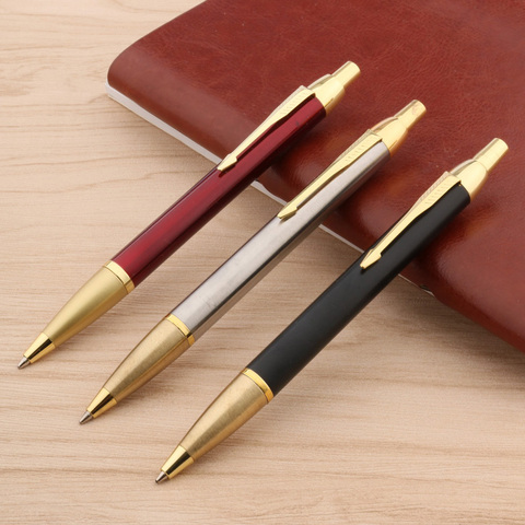 ChouXiongLuWei metal Classic Press matte black golden stainless steel red student Ballpoint Pen ► Photo 1/6