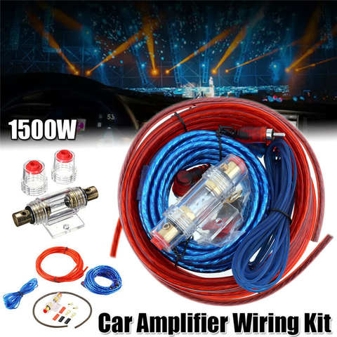 1500W Car Audio Subwoofer Amplifier Installation Kit AMP RCA Wiring Kit  Cable Fuse Holder Wire Cable 