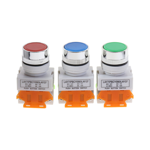 22mm Red Green Blue 1NO 1NC Momentary Push button switches LAY37 Y090 ► Photo 1/6