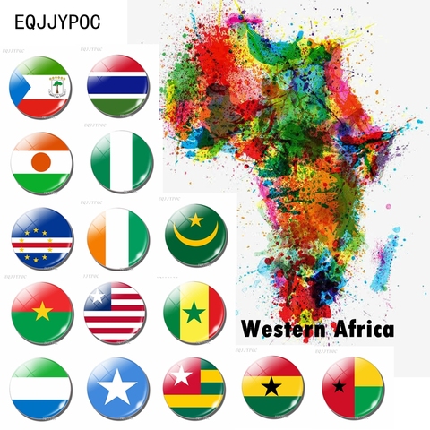 West Africa Mini Fridge Magnet Souvenir Country Flag Mauritania Senegal Gambia Mali Burkina Faso Guinea Guinea-Bissau Cape Verde ► Photo 1/4