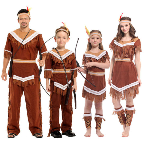 Umorden Halloween Women Indian Princess Costumes Kids Girls Pocahontas Huntress Costume Purim Party Mardi Gras Fancy Dress ► Photo 1/6