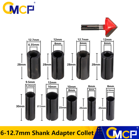 1pc 6mm 6.35mm 8mm 9.5mm 10mm 12mm 12.7mm Shank Adapter Collet CNC Router Tool Holder Milling Chuck Collet ► Photo 1/6