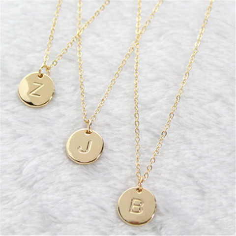 2022 Fashion 26 Letters Pendant Necklace For Woman Cute Gold Color Sequins Alloy Round Necklace Wedding Jewelry ► Photo 1/6