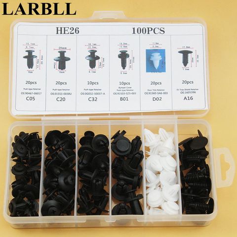 100PCS 6 Models Car Auto Plastic Door Fender Repair Rivets Screw Clips Fastener for Ford Toyota Mazda Honda All car model ► Photo 1/3