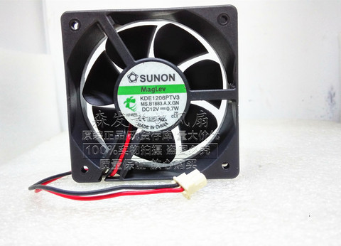 B73 SUNON KDE1206PTV3 6025 60mm x 60mm x 25mm Maglev Cooler Cooling Fan 12V 0.7W 2Wire 2Pin Connector ► Photo 1/2