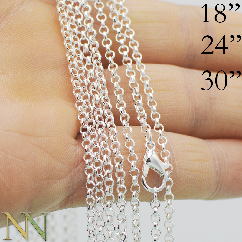 Wholesale 10PCS Fashion Jewelry Rolo 925 Sterling Silver Plated Necklaces Chain 
