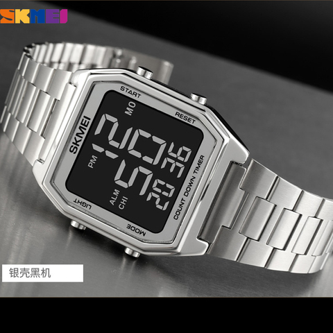 SKMEI 2 Time Men Digital Sport Watches Brand Countdown Stopwatch Fashion LED Electronic Wristwatch Male Reloj Hombre ► Photo 1/6