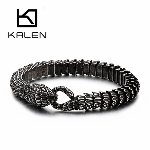 Punk Animal Snake Head Charm Bracelet Men Stainless Steel Matte Viper Snake Blessing Pulsera Bangle Jewellry 2022 ► Photo 1/6