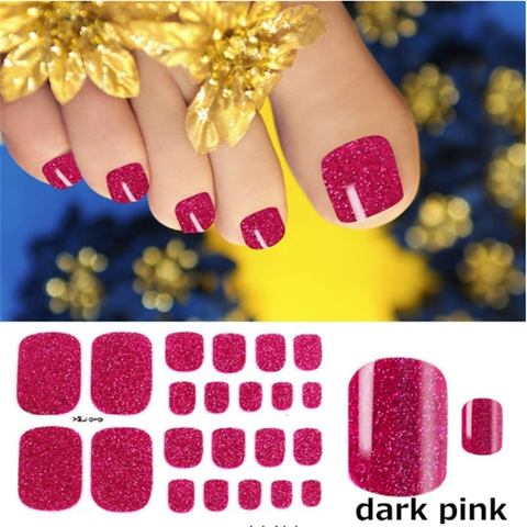 1 Sheet Full Cover Toe Nail Art Glitter Toenail Sticker Sparkling Foot Decals Dark Pink Sexy Summer Style Manicure Drop Ship ► Photo 1/6