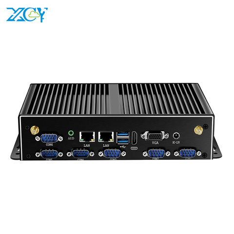 XCY Fanless Industrial Mini PC Intel Core i7 5500U i5 4200U i3 4010U 2xLAN 6xRS232 6xUSB HDMI VGA WiFi 4G LTE Windows Linux ► Photo 1/6