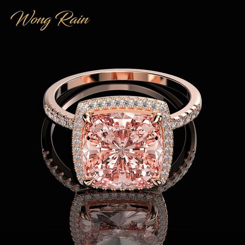 Wong Rain Luxury 100% 925 Sterling Silver Created Moissanite Morganite Gemstone Wedding Engagement Ring Fine Jewelry Wholesale ► Photo 1/6