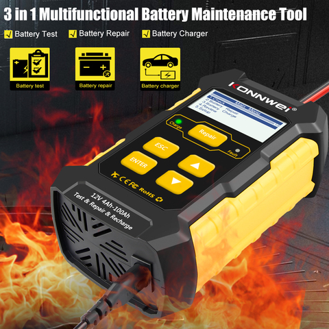 KONNWEI KW510 12V Car Battery Chargers Full Automatic Battery Charger Power Pulse Repair Tool Fast Charging Car Battery Tester ► Photo 1/6