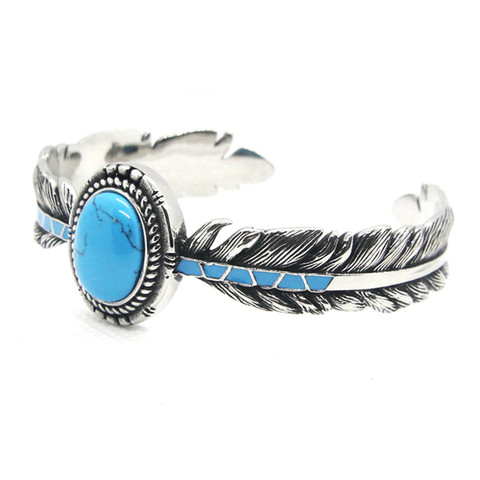 316L Stainless Steel Fashion Bangle With Agate Blue Stone Unisex Punk Bracelet ► Photo 1/1