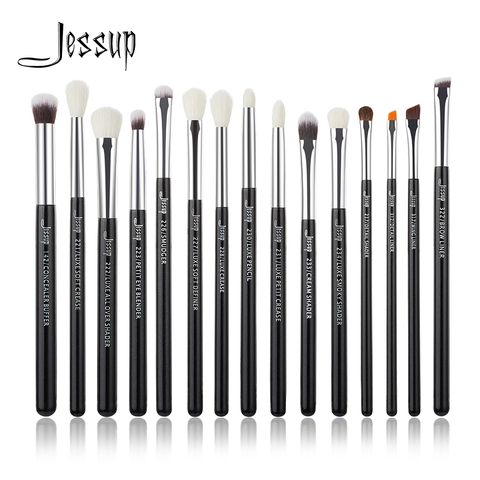Jessup Make up Brushes Set Brush Makeup Brush 15pcs Black/Silver Eye Liner Shader Natural-synthetic hair ► Photo 1/6