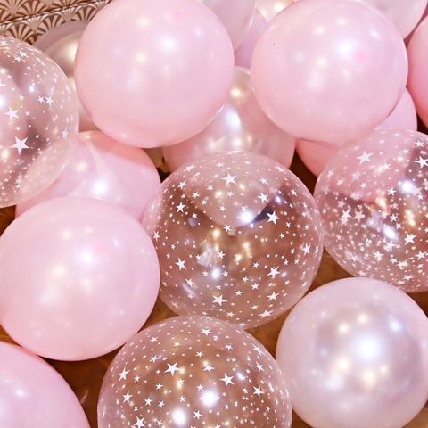 10Pcs/lot 12inch Transparent Star Pink Balloons Latex Balloons Set Wedding Decorations Baby Shower Birthday Party Helium Balloon ► Photo 1/6
