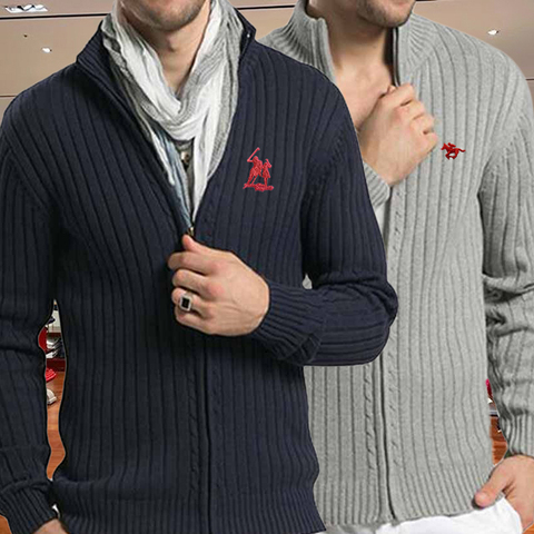 New Fashion Polo Horse Logo Brand Sweater For Mens Cardigan Slim Fit Knitred 100%Cotton Autumn Style Casual Men Clothes 7101 ► Photo 1/6