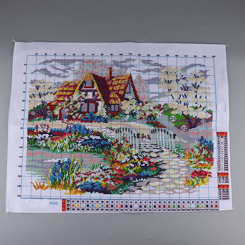 Garden Cottage Stamped Cross Stitch Kit Advanced Pattern for Home Shop Decoration ► Photo 1/6