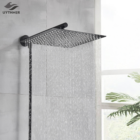 Gold/Black/Chrome Bathroom Top Rainfall Shower Head 10/12