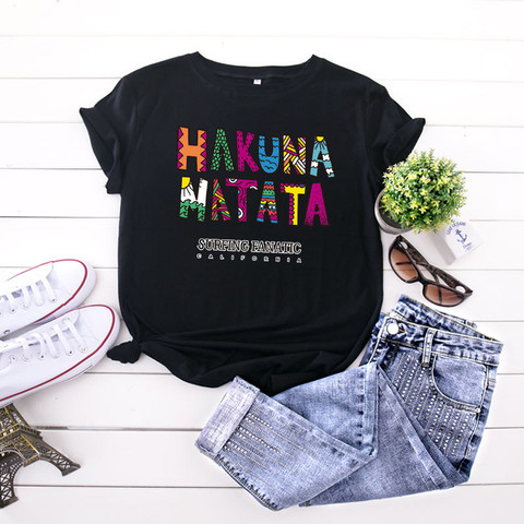 Plus Size Woman Tshirts 100%Cotton Letters Print T-Shirt Oversize O Neck Short Sleeve Graphic Tees Women T-shirts Camisas Mujer ► Photo 1/6