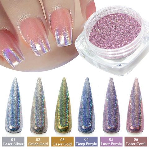 1 Box Holographics Glitter Powder For Nails Shining Laser Silver