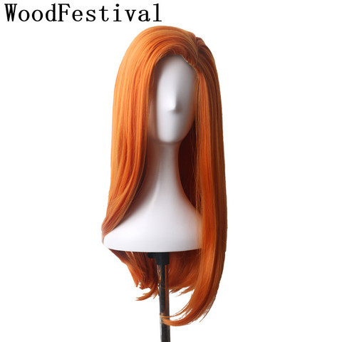 WoodFestival Orange Anime Cosplay Wig Long Straight Heat Resistant Fiber Synthetic Wigs for Women Party ► Photo 1/6