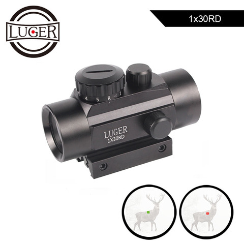 LUGER 1x30 Red Green Dot Sight Scope Holographic Optics Air Gun Rifle Scope 11/ 20mm Rail Tactical Sight Hunting Riflescope ► Photo 1/6