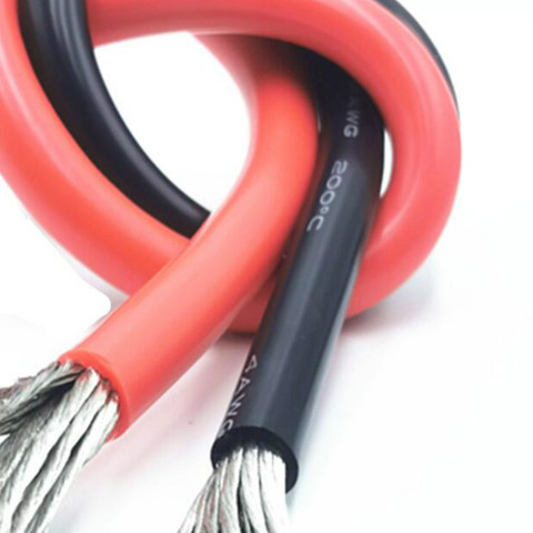 Original silicone wire 4 AWG cable gauge red black tinned copper wire cord 4AWG -60-200 degree high temperature wire ► Photo 1/1