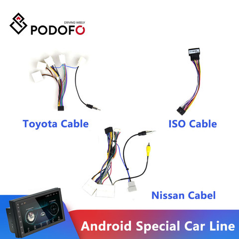 Podofo Android radio Car Accessories Wire Wiring Harness Adapter Connector Plug Universal cable For Focus Kia Nissian Toyota ► Photo 1/4
