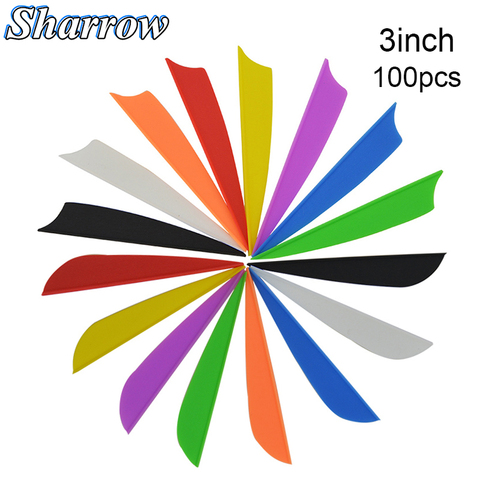 100pcs 3inch Archery Feathers 8 Color Shield and Drop Shape Cut Fletching Rubber Vane Arrow Hunting Shooting Accessories ► Photo 1/6