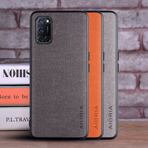 Case for OPPO A92 A72 A52 A32 coque Luxury textile Leather skin soft TPU hard PC phone cover for oppo a32 a52 a72 a92 case funda ► Photo 1/6