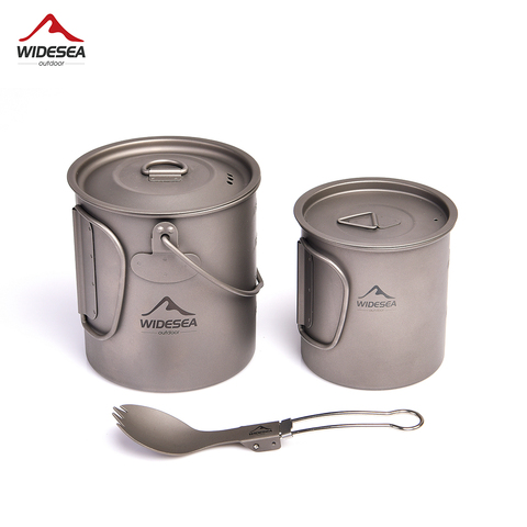 Widesea Ultra-light Titanium Camping Cookware Set Outdoor Kitchen  Tableware Trekking Hanging Pot Cup Mug Spoon Cauldron Tourism ► Photo 1/6