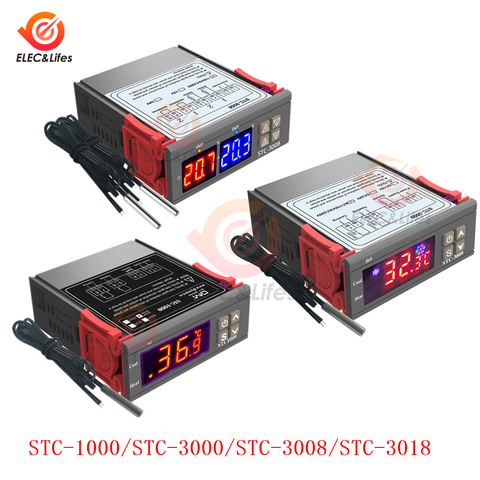 STC-1000 STC-3000 3008 3018 220V 10A Digital Temperature Controller Thermoregulator Cooling Heater Incubator Thermostat 12V 24V ► Photo 1/6