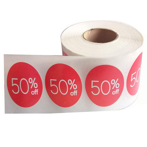 Red 50% Percent Off Stickers 1.5inch 1000 pieces /roll  for Retail  Adhesive Labels ► Photo 1/6