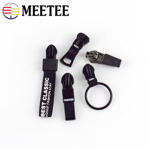 Meetee 10pcs 5# Anti-loading Zipper Sliders for Waterproof Reverse Installation for Invisible Bag Jacket Nylon Coil Zip Puller ► Photo 1/6