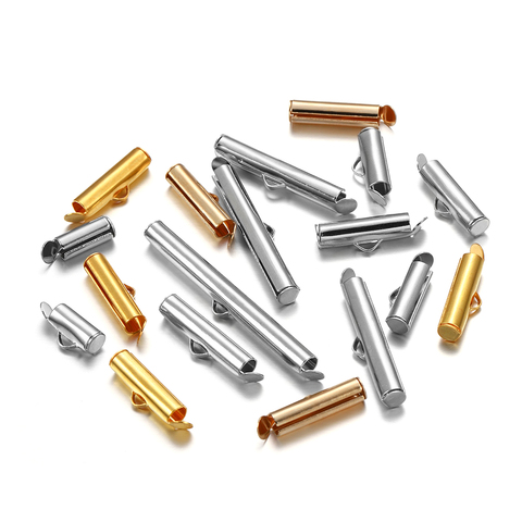 30-50Pcs Crimp End Beads Beading Slide On End Clasp Buckles Tubes Slider End Caps Connectors For DIY Jewelry Making Accessories ► Photo 1/6