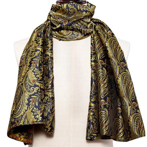 New Fashion Men Scarf Gold Jacquard Paisley 100% Silk Scarf Autumn Winter Casual Business Suit Shirt Soft Scarf Barry.Wang ► Photo 1/6