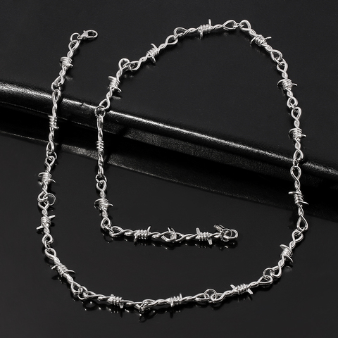 Punk Thorns Chain Necklace Long 70cm Chains Streetwear Barbed Wire Brambles Hip Hop Necklaces For Women Men Harajuku Jewelry ► Photo 1/6