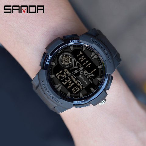 SANDA Watch Men's Sport Watches Multifunctional Chronograph Waterproof Wristwatch Relogio Digital Military LED Quartz Clock ► Photo 1/6