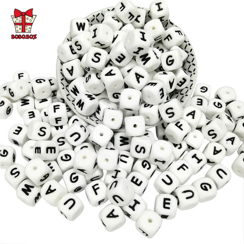 BOBO.BOX 12mm 100pcs Silicone Letters Food Grade Silicone Chewing English Alphabe Beads DIY Baby Teething Toys Pacifier Pendant ► Photo 1/6