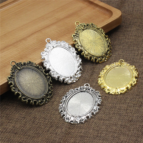 Fit 30x40mm Metal Oval Vintage Glass/Cabochon Frame bezel Settings, Bezel For DIY Bracelet 2pcs/lot K05424 ► Photo 1/5