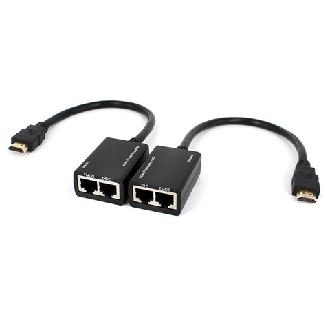1 Pair HDMI Over RJ45 CAT5e CAT6 UTP LAN Ethernet Extender Repeater 1080P FHD 3D 100ft(30M) Extension Cord for PS3 DVD HDTV ► Photo 1/6