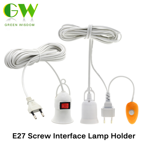 E27 Lamp Base with 4M 8M Power Cord Independent Push Button Switch EU Plug E27 Lamp Holder 220V Screw Socket for Grow Light Bulb ► Photo 1/6