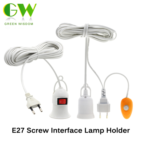 E27 Lamp Base with 4M 8M Power Cord Independent Push Button Switch EU Plug E27 Lamp Holder 220V Screw Socket for Grow Light Bulb ► Photo 1/6