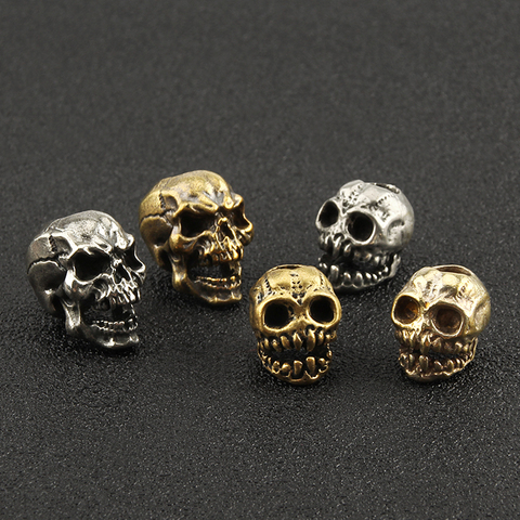 Punk Brass Skull Knife Beads Umbrella Rope Bead White Copper Vintage Skull Paracord Beads Personality Hang Pendant ► Photo 1/6