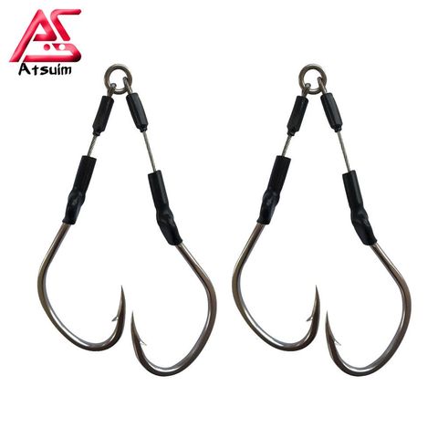 AS BKK Double Barbed Assist Hooks Carbon Stainless Wire Jig Lure Hooks Saltwater Slow Fast Jigging Hooks Fishing Accessories ► Photo 1/6